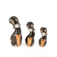 Painted wooden dogs (eg 3 pcs) (15x6x3.5 cm 12x4x2 cm 9x3.5x2.5 cm)