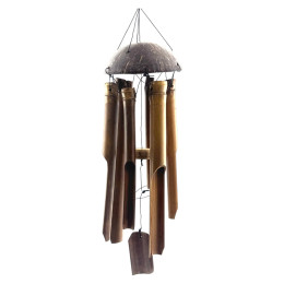 Wind chime made of bamboo coconut (11x11x70 cm)