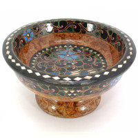 Solid wood candy inlaid with mother-of-pearl (d-19.5 cm h-10 cm)