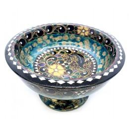 Solid wood candy bowl inlaid with mother of pearl (d-19.5 cm h-12 cm)