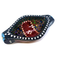 Bratina "Rook" made of solid wood inlaid with mother-of-pearl (16.5x10x3.5 cm)D