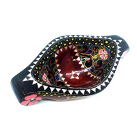 Bratina "Rook" made of solid wood inlaid with mother-of-pearl (16.5x10x3.5 cm)E