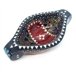 Bratina "Rook" made of solid wood inlaid with mother-of-pearl (16.5x10x3.5 cm)G