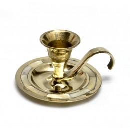 Candlestick with handle bronze with mother of pearl "Round" (7.6x6.9x4.8 cm)