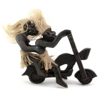 Papuans on a motorcycle tree (17x15x8 cm)