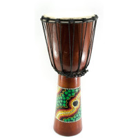 Drum djembe painted wood with black leather (50x22x22 cm)