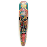 Painted wooden mask with tongue (100x20.5x8 cm)