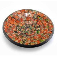 Terracotta dish with orange mosaic (d-15 h-3 cm)