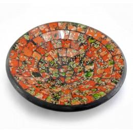 Блюдо терракотовое з помаранчевої мозаїкою (d-15 h-3 см)