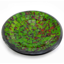 Terracotta dish with green mosaic (d-15 h-3 cm)
