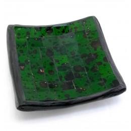 Terracotta dish with green mosaic (10x10x2 cm)