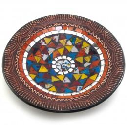 Блюдо терракотовое з мозаїкою (d- 26 h-3 см)