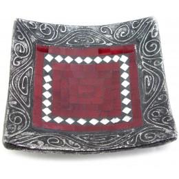 Terracotta dish with red mosaic (20.5x20.5x6 cm)