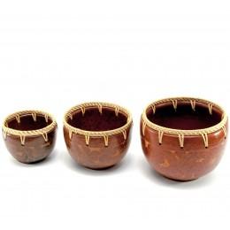 Terracotta bowls set 3 pcs (d-16 h-12.5 cm d-13.5 h-10.5 cm d-11 h-8.5 cm)