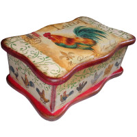 Box for tea bags "Roosters" (20.5x12.5x8) alder, linden