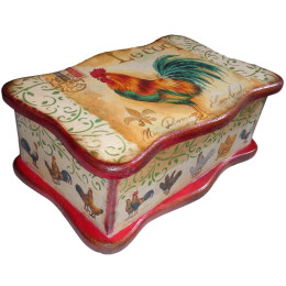 Скринька для чайних пакетів "Півні" (20.5х12.5х8) вільха, липа