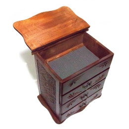 Chest of drawers "Carved" (22x15x26) with open top cover alder, linden