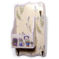 Key holder hanger "Lavender", with a drawer, solid wood (34x20 cm.)