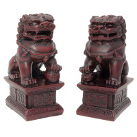 Dogs Fu couple stone chips brown (10.5x6.5x4.5 cm)