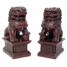 Китайские львы пара каменная крошка коричневые (10,5х6,5х4,5 см)