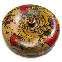 Шкатулка кругла, розписано вручну, липа (d - 22см., H - 9см.)