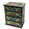 Chest of drawers "Flowers with viburnum", black, hand-painted solid wood (22.5x15x26 cm)