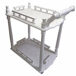 Serving table white (solid wood), figured tabletops, (70x64x40 cm)