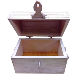 Purple chest, locks and handles made of wood, decorated with lace, solid wood (34x22x26 cm)