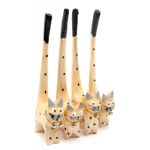 Кошки деревянные кольцедержатели "дерево" (н-р 4 шт)(15,5х5,5х2 см) цена за набор