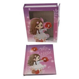 Notebook with a lock for girls pink (2 keys) (16.5x13x3.5 cm)