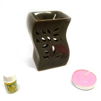 Aroma lamp gift set dark brown (12.5x8x7.5 cm)