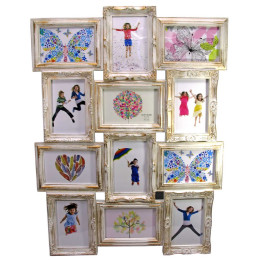 Фоторамка на 12 фото (фото 15х10 см)(66х50х2,5 см)