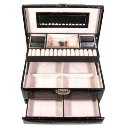 Скринька для біжутерії розсувна чорна (24,5х16,5х13 см)