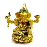 Ганеша каменная крошка "Золото" (8х7х4,5 см)