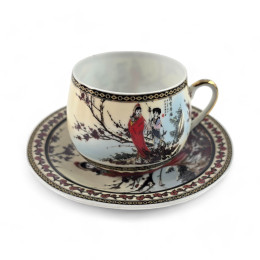 Сервіз порцеляна (SCS102) 1 чашка+1 блюдце "Сакура" (110 мл)(h-5,2см, d-5,3см, блюдце d-11см)