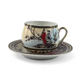 Сервіз порцеляна (SCS102) 1 чашка+1 блюдце "Сакура" (110 мл)(h-5,2см, d-5,3см, блюдце d-11см)