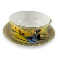 Cup+saucer porcelain (150ml)(SBS141-4) "Yellow" (h-4.5cm, d-9.5cm d saucer-13cm)