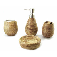 Bathroom set ceramic brown (23x27.5x9 cm)