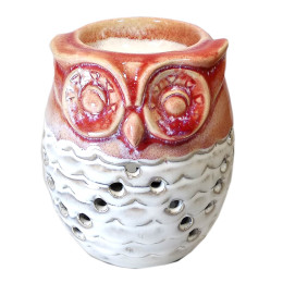 Аромалампа керамическая "Сова" коралловая (12х9,5х9,54 см)