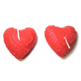 Свечи "Сердечки" (2 шт) красные (12х5,5х2,5см)