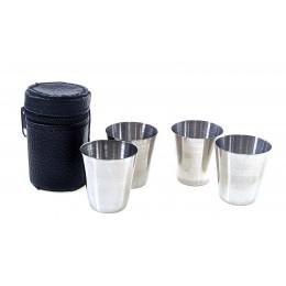 4 glasses in a stainless steel case 201 (30 ml) (7x4.5x4.5 cm)