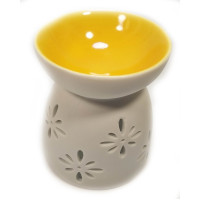 Aroma lamp ceramic white-orange (9.5x7.5x7.5 cm)