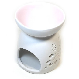 Аромалампа керамическая бело-розовая (9,5х7,5х7,5 см)