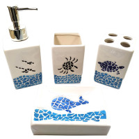 Ceramic bathroom set blue (26x21.5x8 cm)