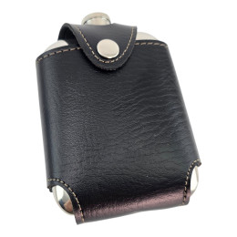 Фляга из нержавеющей.стали в чехле на пояс (180 мл)(12,3х8,7х2,6 см)