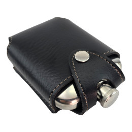 Фляга из нержавеющей.стали в чехле на пояс (180 мл)(12,3х8,7х2,6 см)