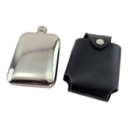 Фляга из нержавеющей.стали в чехле на пояс (180 мл)(12,3х8,7х2,6 см)