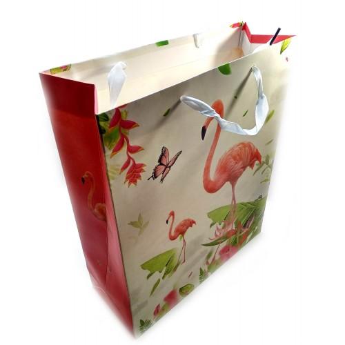 Пакет подарочный картонный "Фламинго и Единороги" (26х32х10 см см)