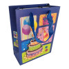 Blue cardboard gift bag with "Happy Birthday" applique (18x23x8 cm)