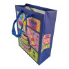Blue cardboard gift bag with "Happy Birthday" applique (18x23x8 cm)